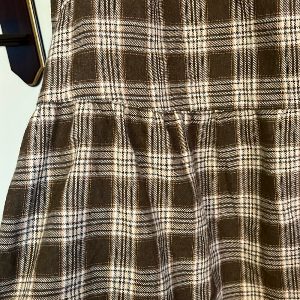 S H E I N Curve Brown/Cream/Gold Plaid Flannel Babydoll Top, Sz 4XL(20),EUC. - Picture 5 of 8